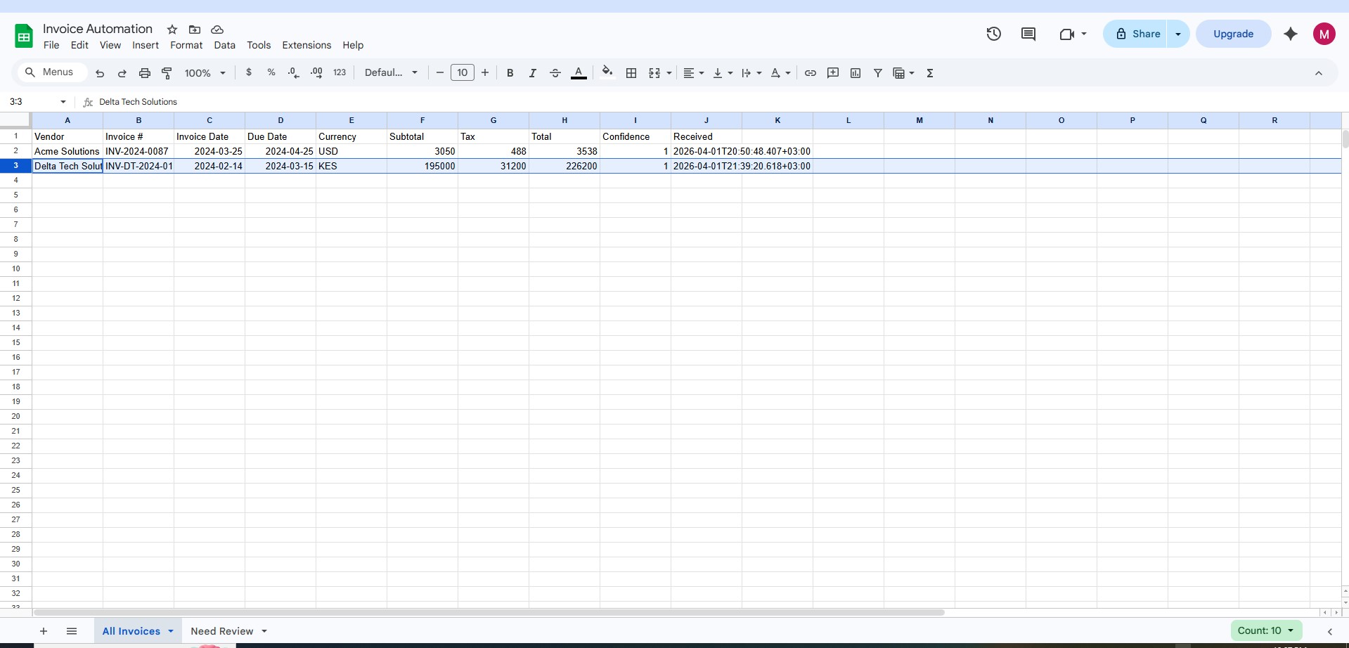 Google Sheets